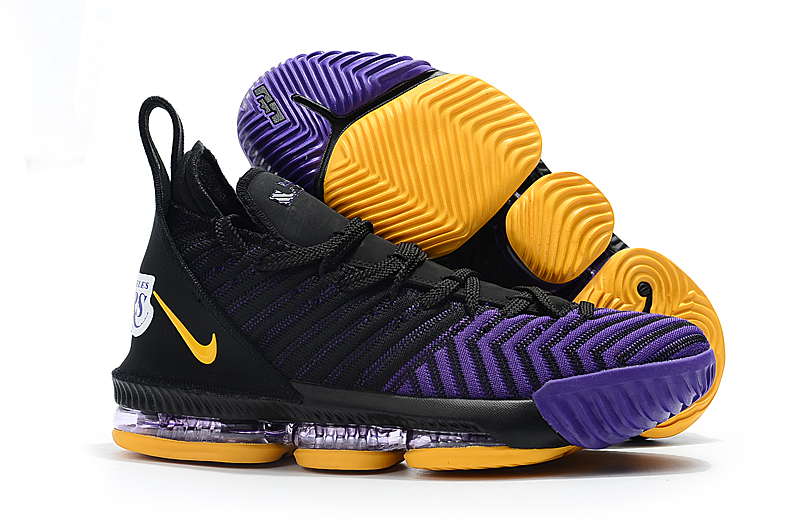 Nike LeBron 16 Lakers Black Purple Yellow Shoes